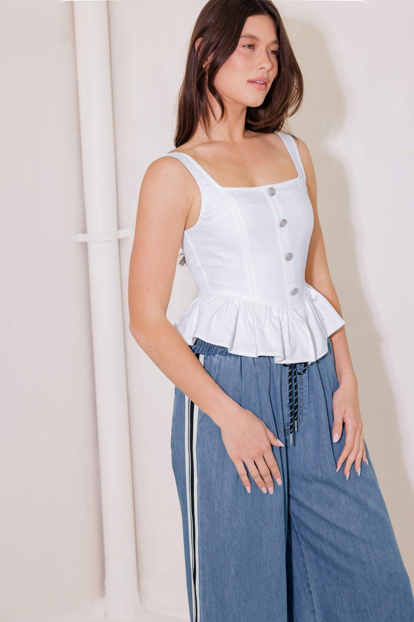 IN THIS MOMENT WHITE WOVEN TOP.