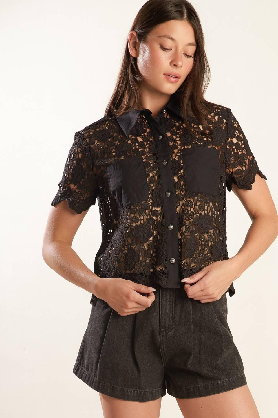 DREAM OF THE FLEET WOVEN LACE TOP.