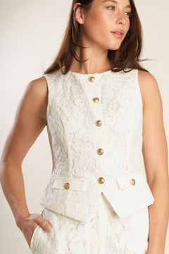 THINK LATER WOVEN LACE VEST.