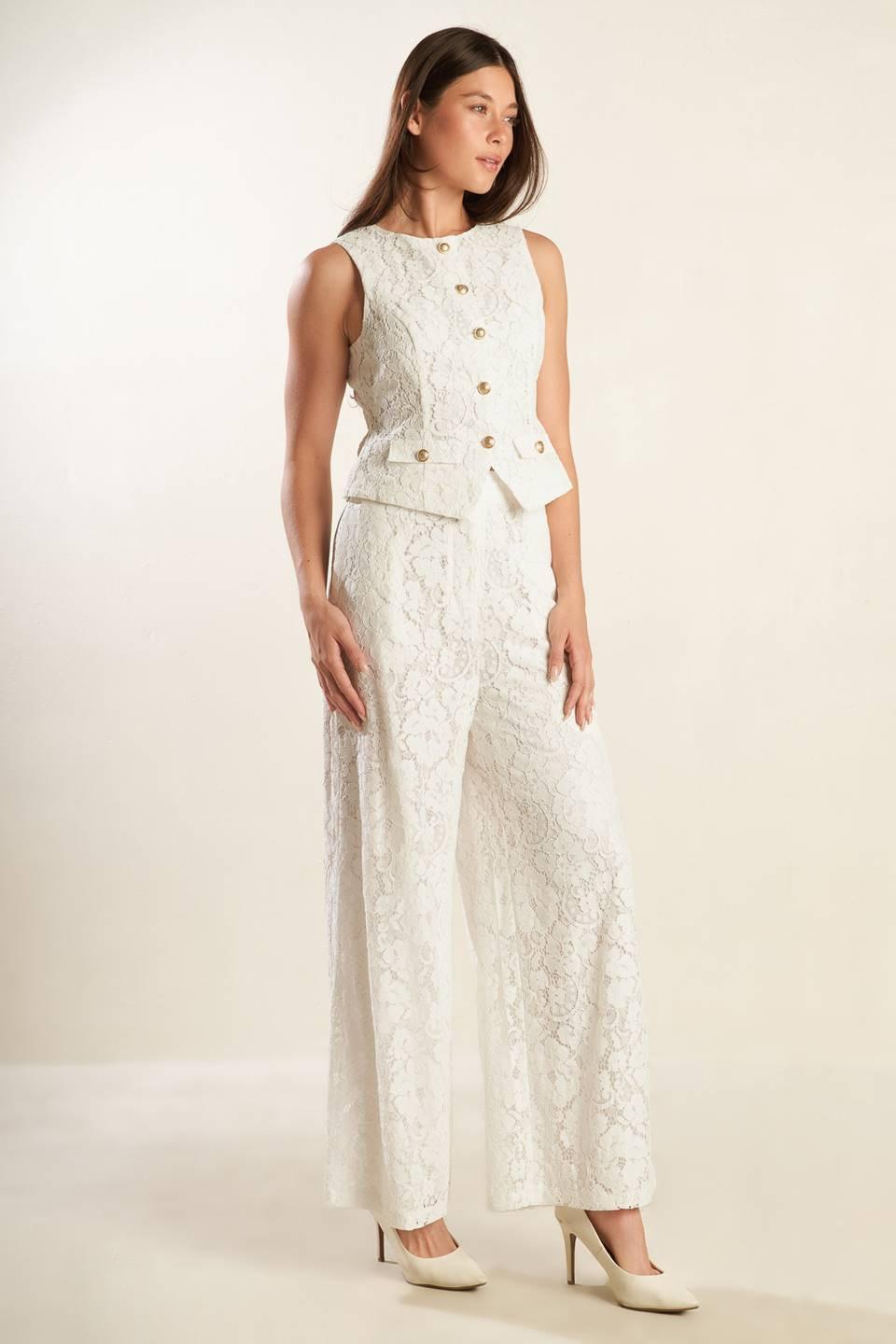 THINK LATER WOVEN LACE VEST.