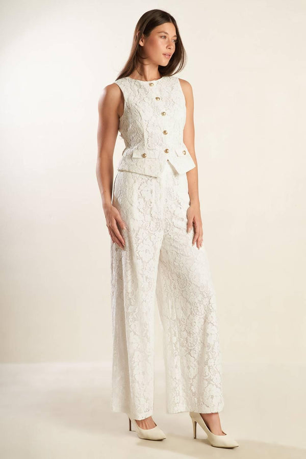 THINK LATER WOVEN LACE VEST.
