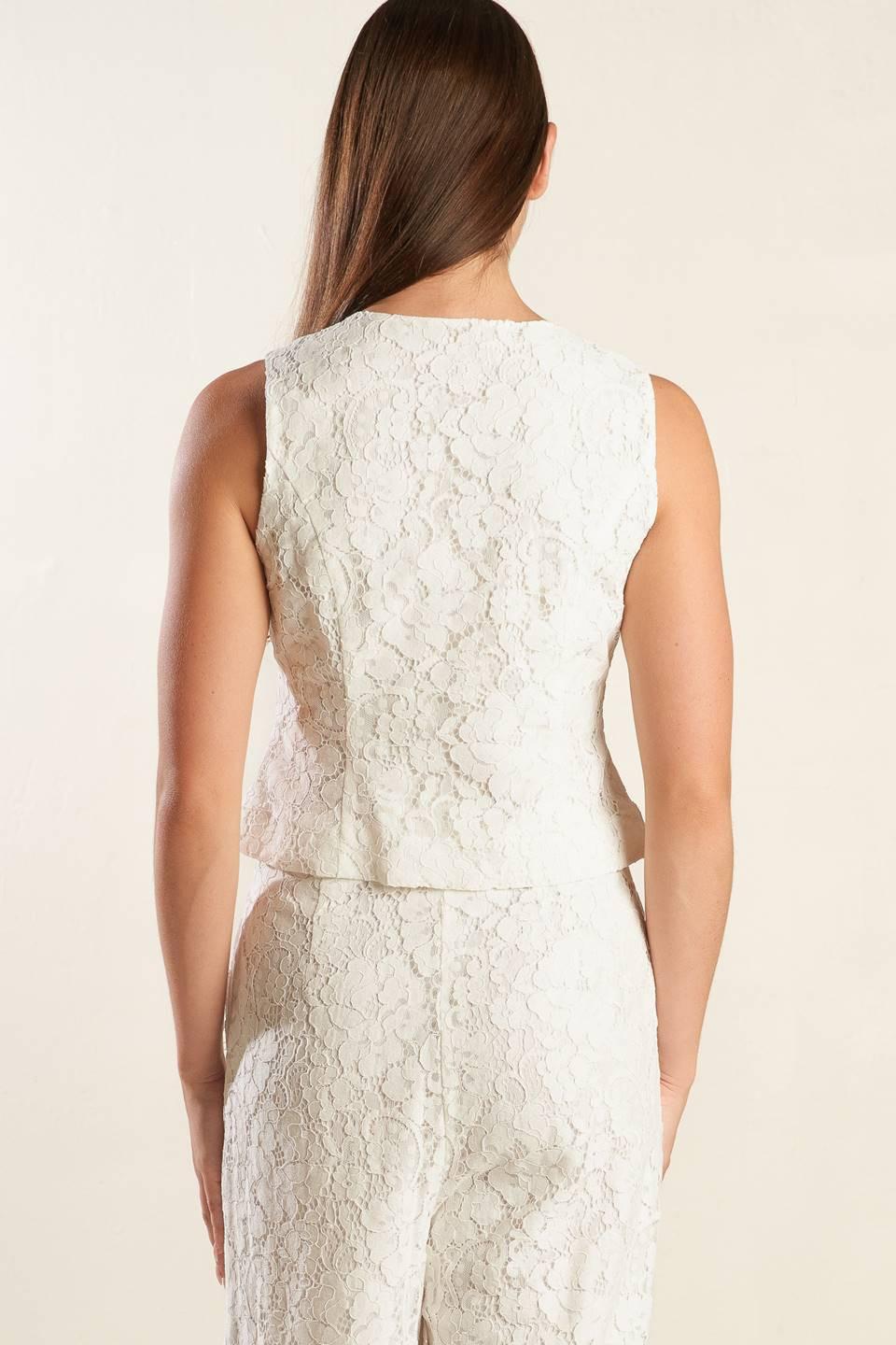 THINK LATER WOVEN LACE VEST.