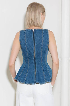 ENDURING SPARK BLUE DENIM TOP.