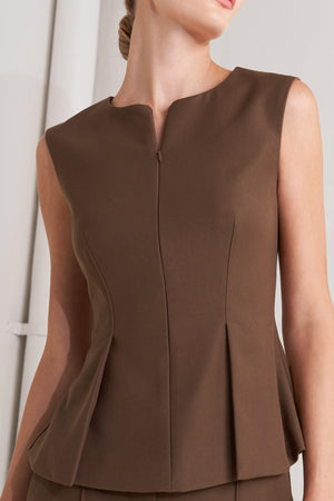 MONDAY FLOW BROWN WOVEN TOP.