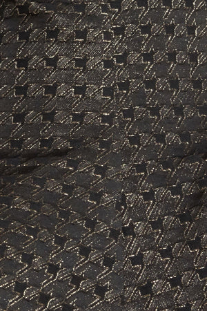 EVENING SCULPT METALLIC THREADED WOVEN TOP.