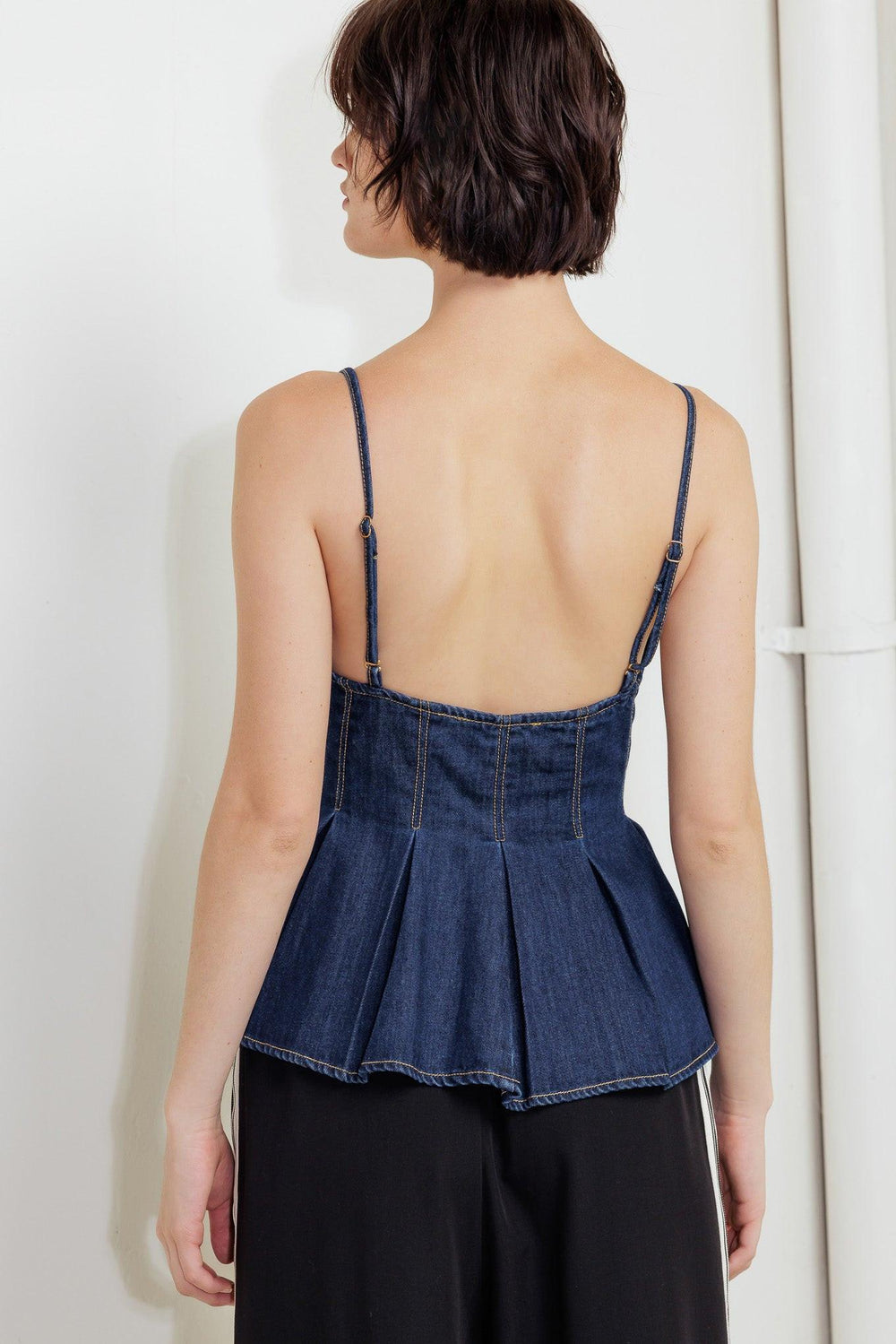 SILENT AUTHORITY DENIM CAMI TOP.