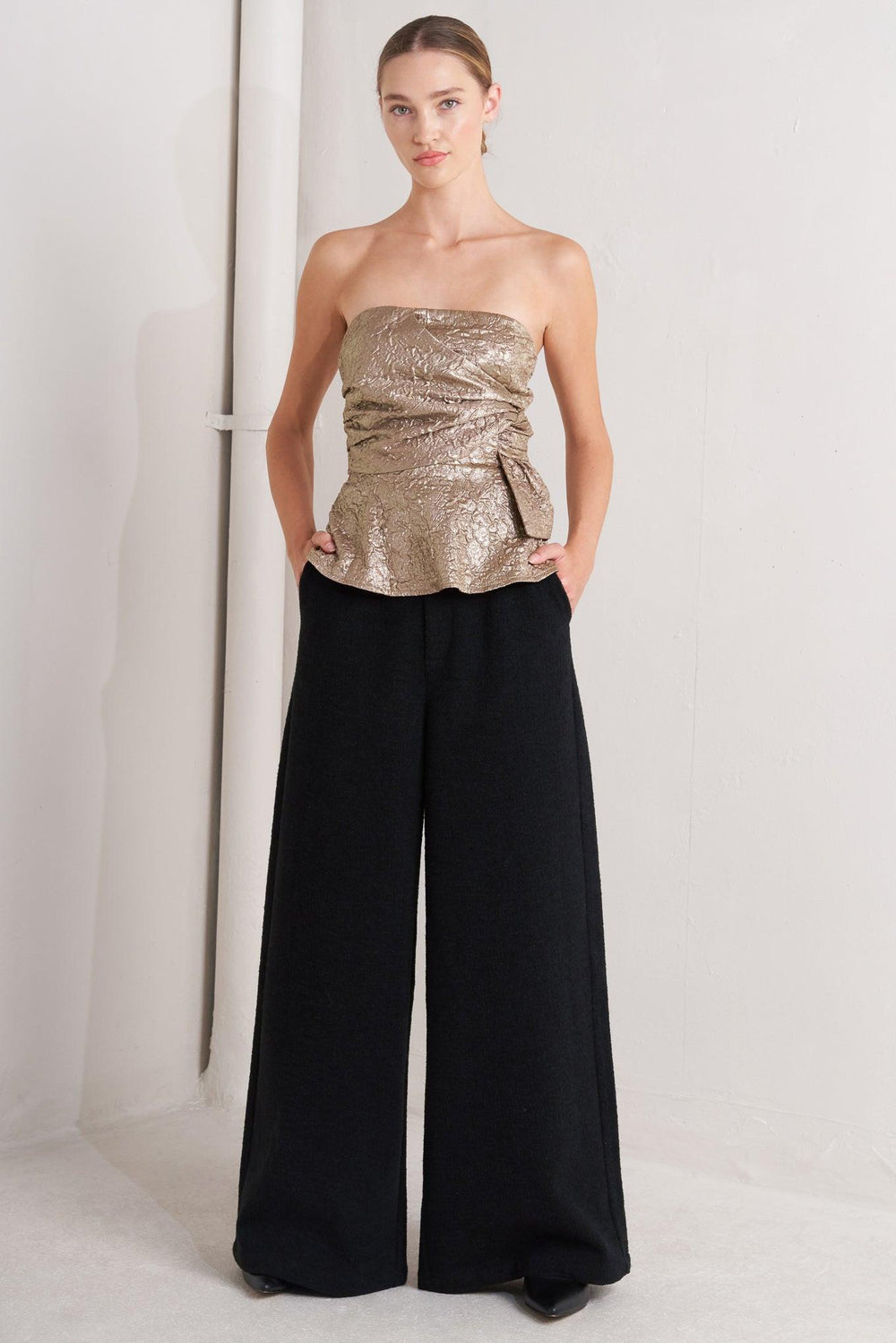 LIQUID GOLD WOVEN TOP.