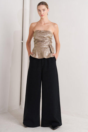 LIQUID GOLD WOVEN TOP.