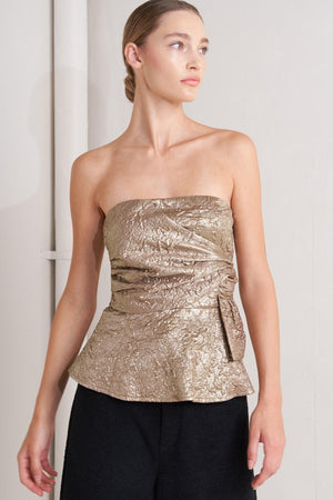 LIQUID GOLD WOVEN TOP.