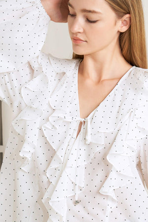 MADE OF DREAMS POLKA DOT WOVEN TOP.