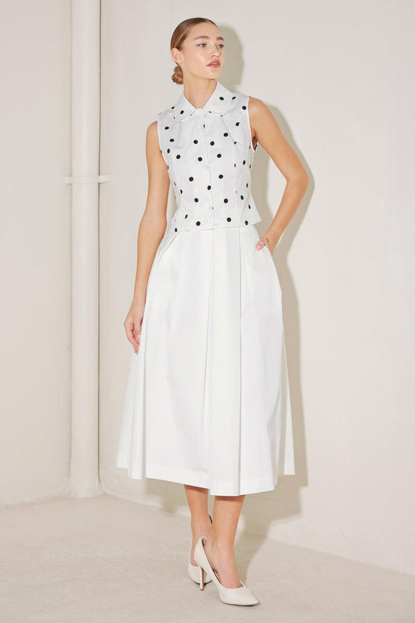 CAFÉ NOIR POLKA WOVEN TOP.