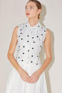 CAFÉ NOIR POLKA WOVEN TOP.