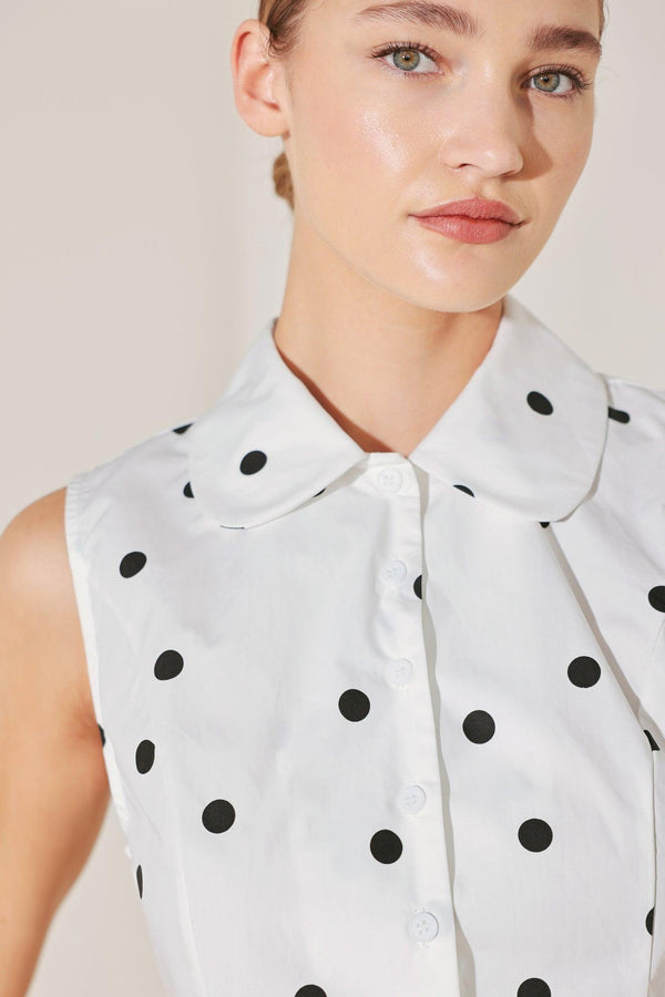 CAFÉ NOIR POLKA WOVEN TOP.