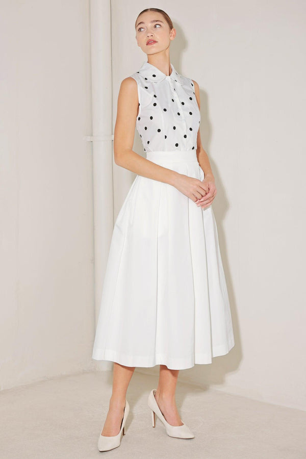 CAFÉ NOIR POLKA WOVEN TOP.