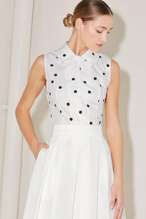 CAFÉ NOIR POLKA WOVEN TOP.