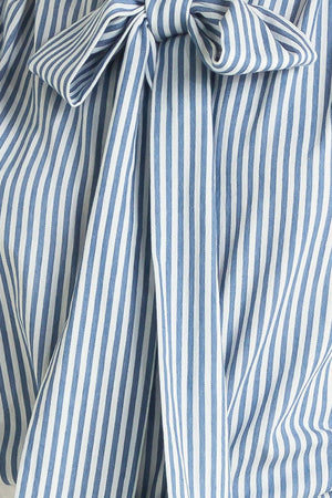 A striped woven top featuring bow tie front, button down and long sleeve with wide cuff

Details:

Self: 100% Cotton

Size & Fit

- Model is 5`8" And Wearing Size Small
- Measurements Taken From Size Small
- Approx. Length: 25"