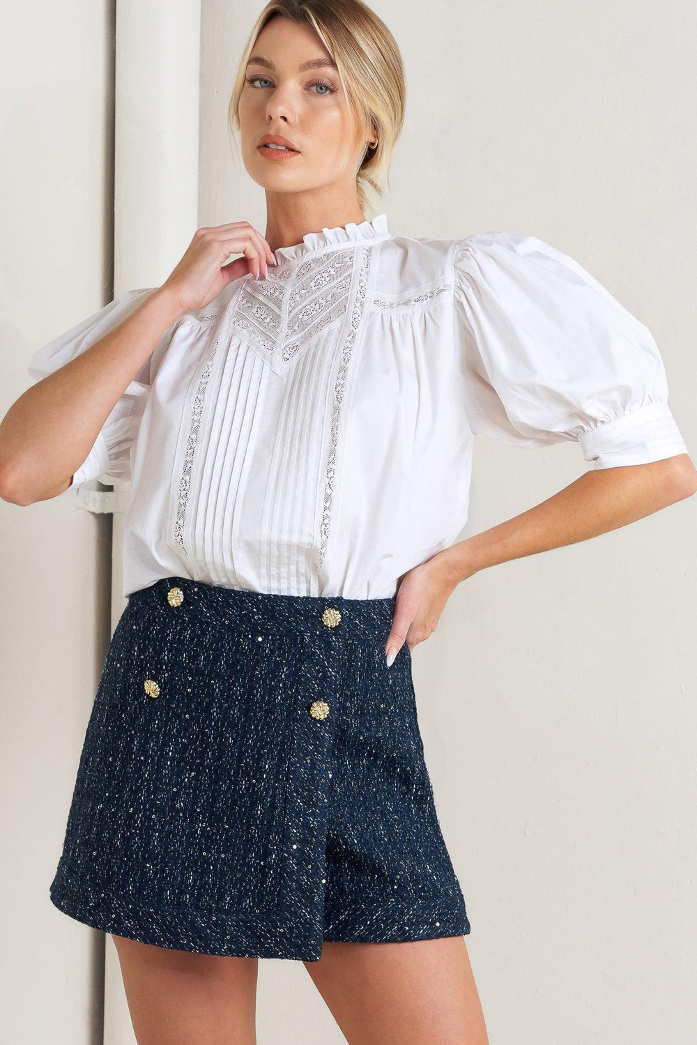 PURE POETRY VICTORIAN WOVEN TOP - Flying Tomato - TOPS - Freemarket