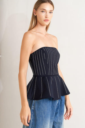 GEOMETRIC EDGE WOVEN TOP.