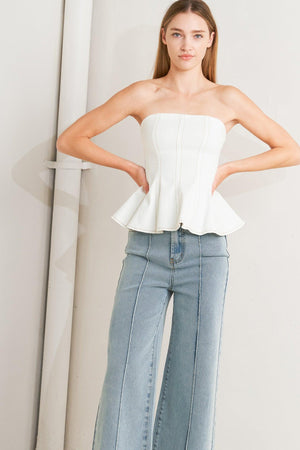 SUBTLE DRAMA WOVEN TOP.