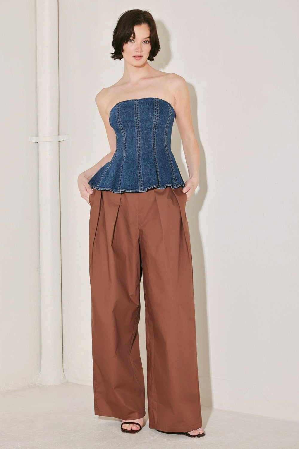 POWER PLAY DENIM TOP.