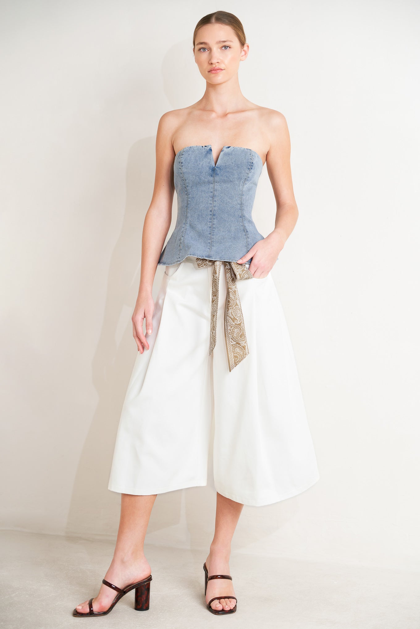 MODERN MERMAID CORSET DENIM TOP - Flying Tomato - TOPS - Freemarket