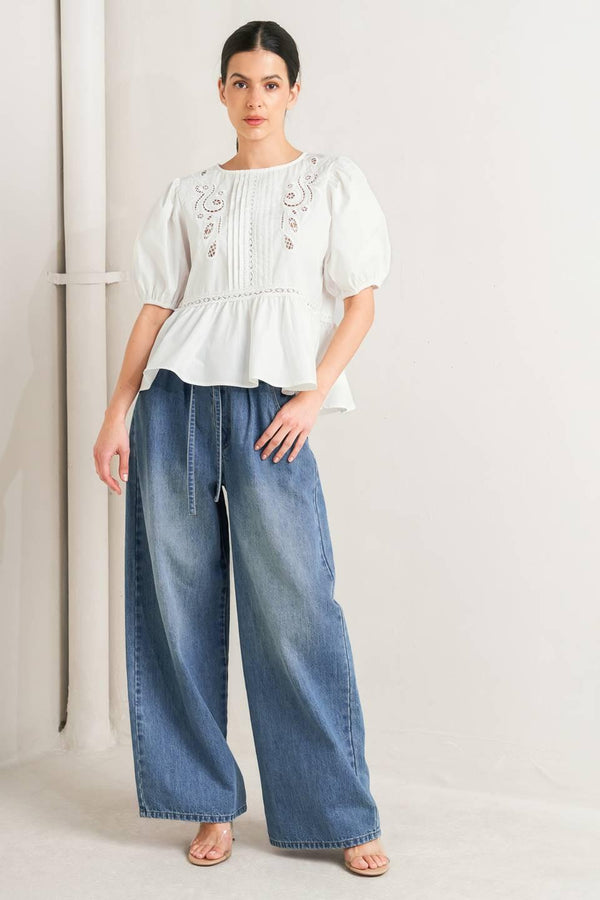 SILENT MORNING WOVEN TOP.