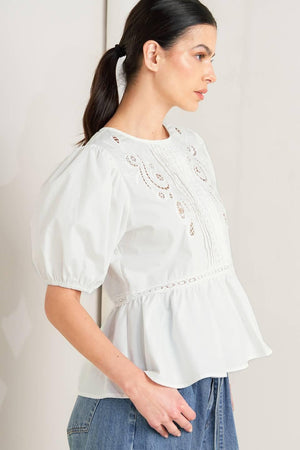 SILENT MORNING WOVEN TOP.