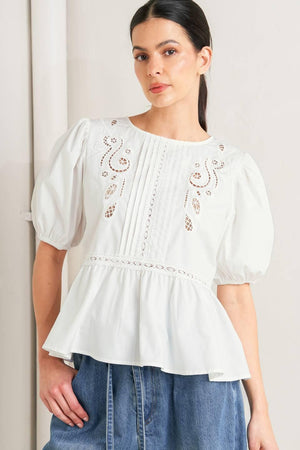 SILENT MORNING WOVEN TOP.
