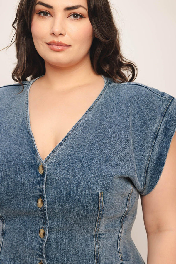 NO SECOND THOUGHT WASHED DENIM TOP - Flying Tomato - TOPS - Freemarket