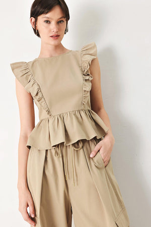 WHITE BLOSSOM WOVEN TOP.