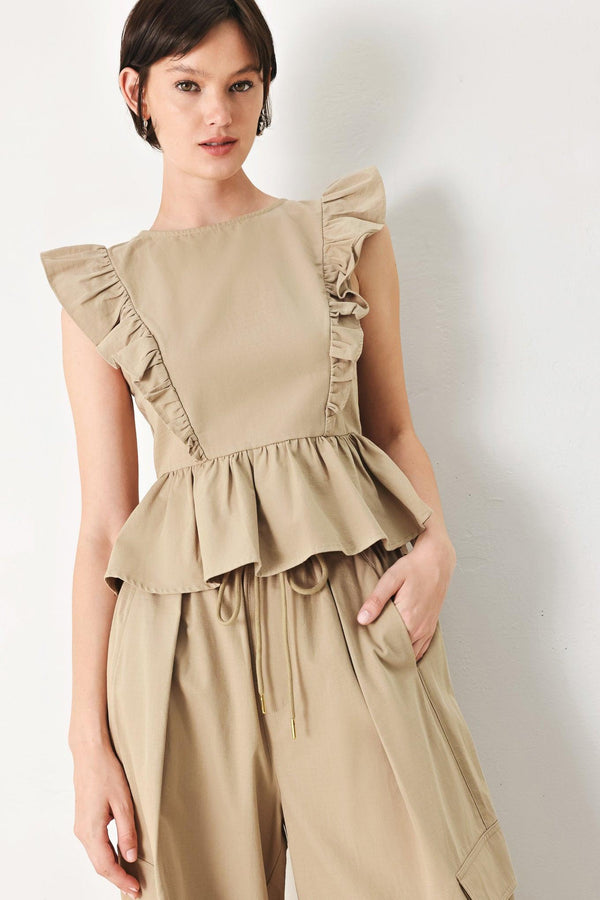 WHITE BLOSSOM WOVEN TOP.