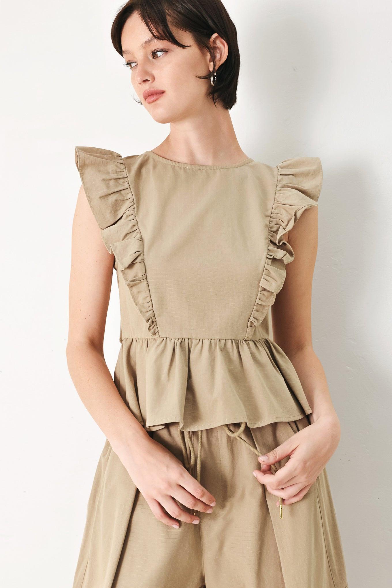 WHITE BLOSSOM WOVEN TOP