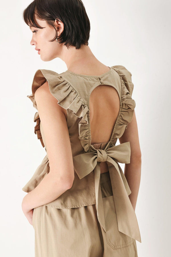 WHITE BLOSSOM WOVEN TOP.