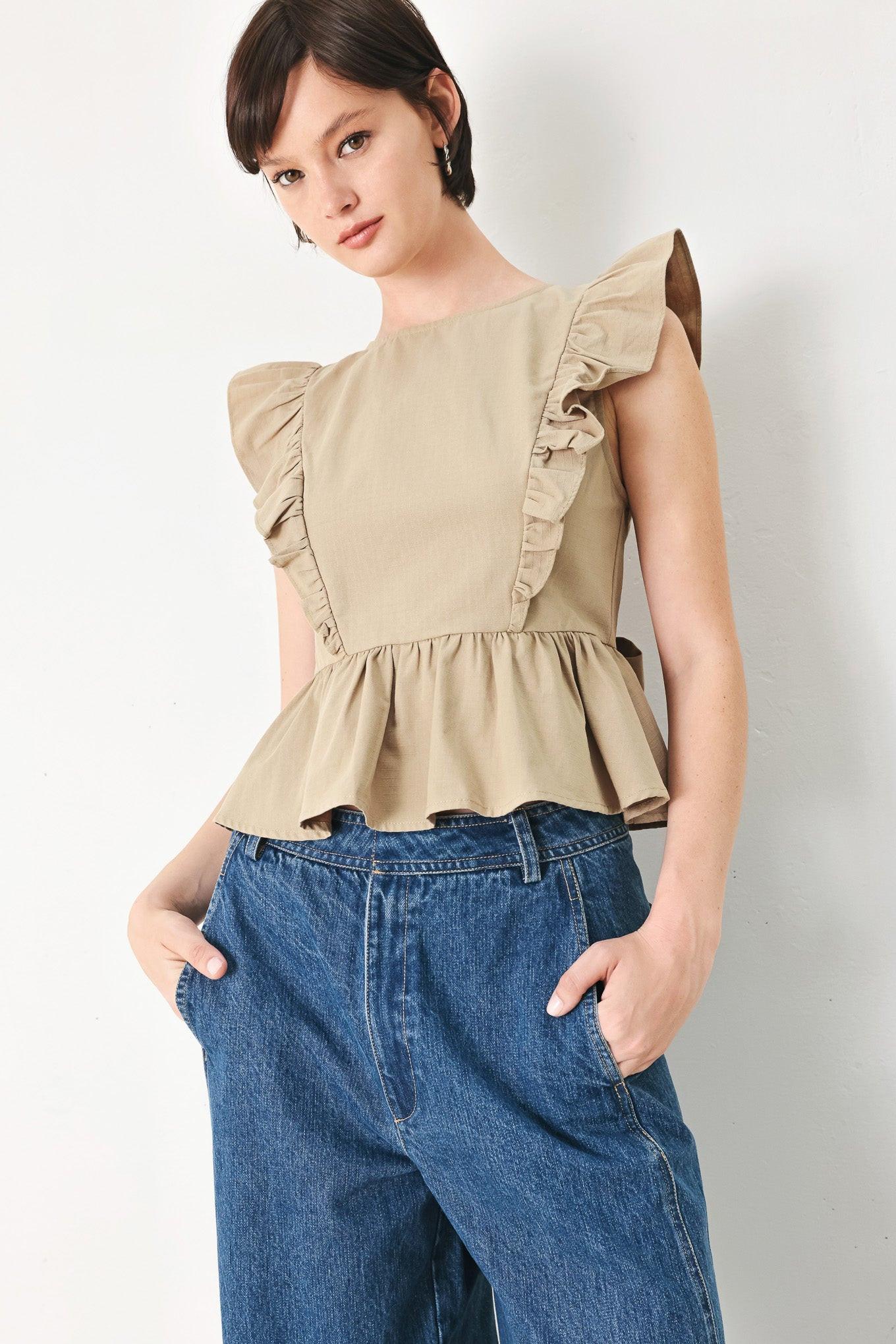 WHITE BLOSSOM WOVEN TOP