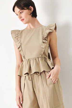 WHITE BLOSSOM WOVEN TOP.