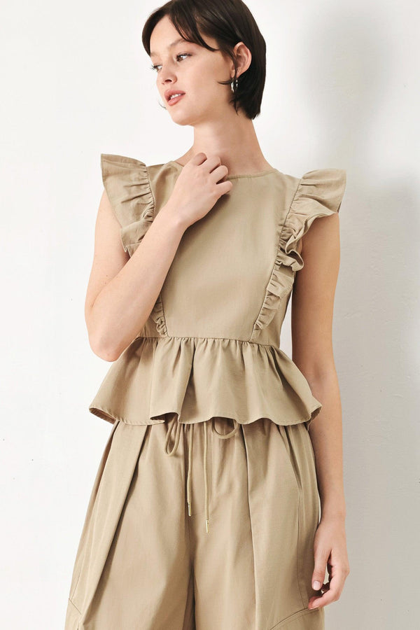 WHITE BLOSSOM WOVEN TOP.