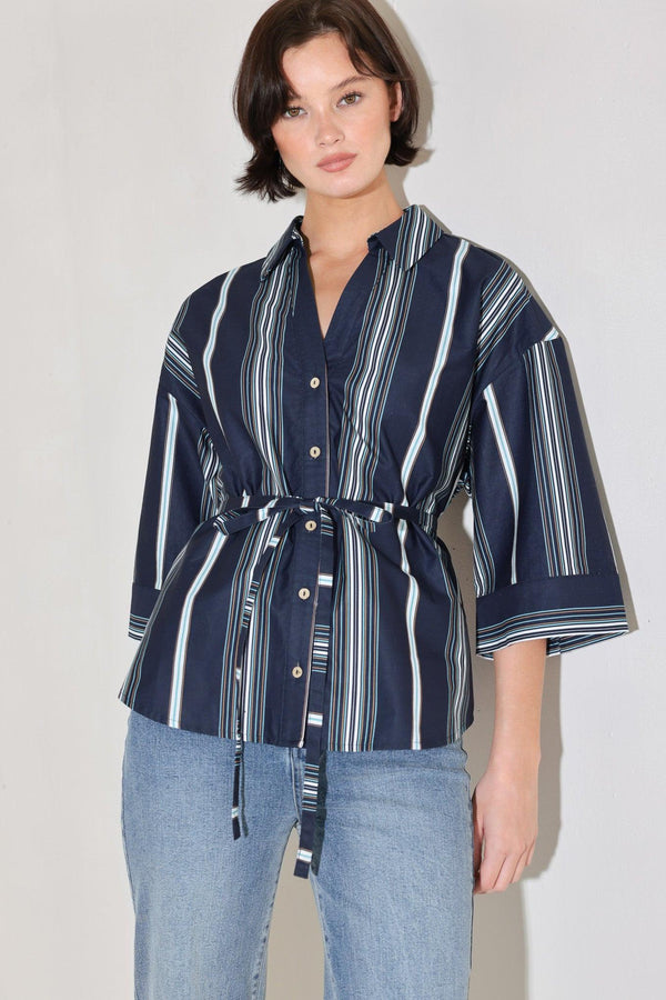 CITY STRIPE WOVEN TOP - Flying Tomato - TOPS - Freemarket