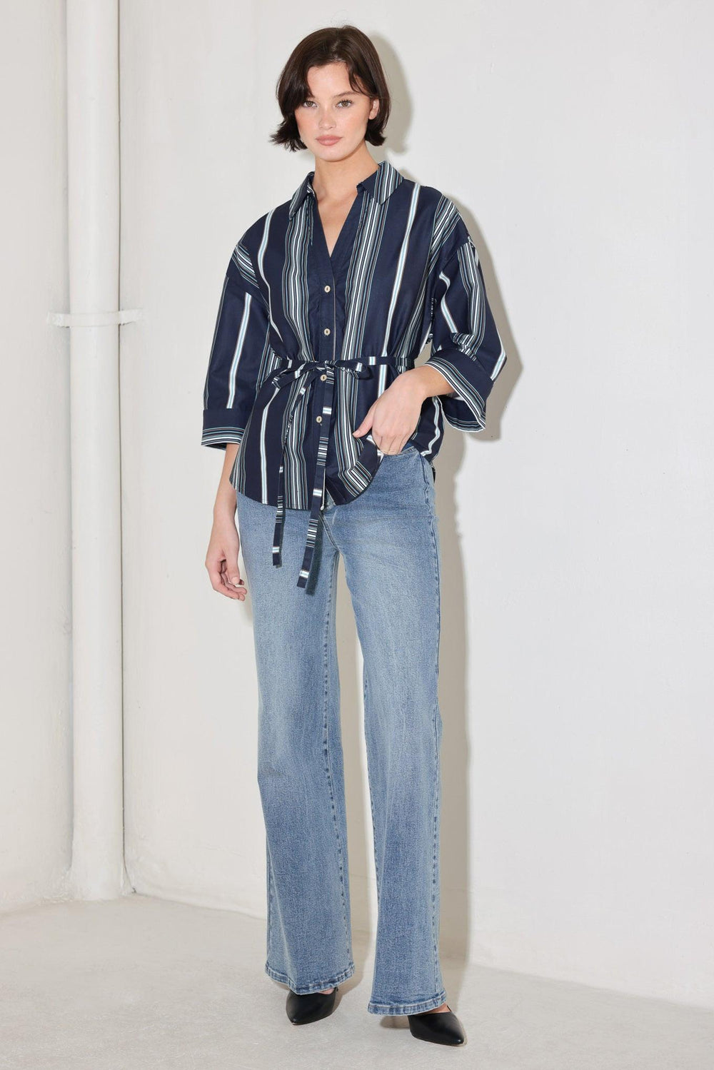 CITY STRIPE WOVEN TOP - Flying Tomato - TOPS - Freemarket