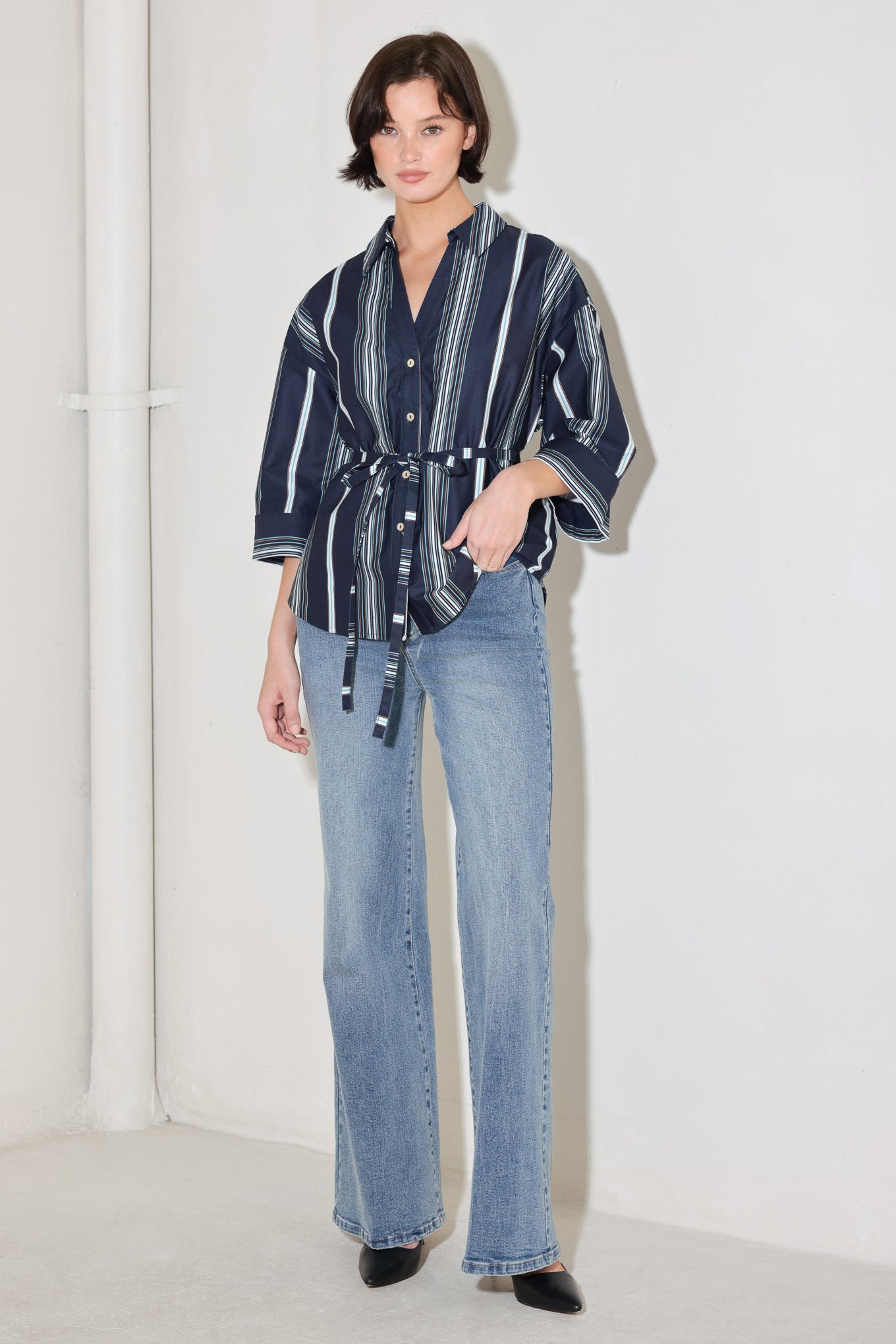 CITY STRIPE WOVEN TOP - Flying Tomato - TOPS - Freemarket