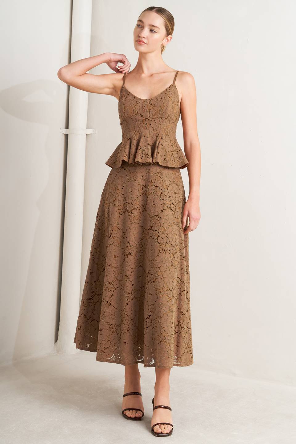 PURELY ROMANTIC WOVEN LACE CAMI TOP.