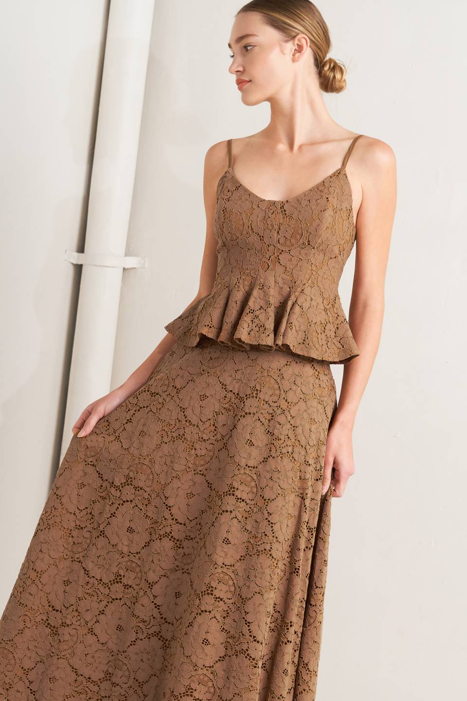 PURELY ROMANTIC WOVEN LACE CAMI TOP.