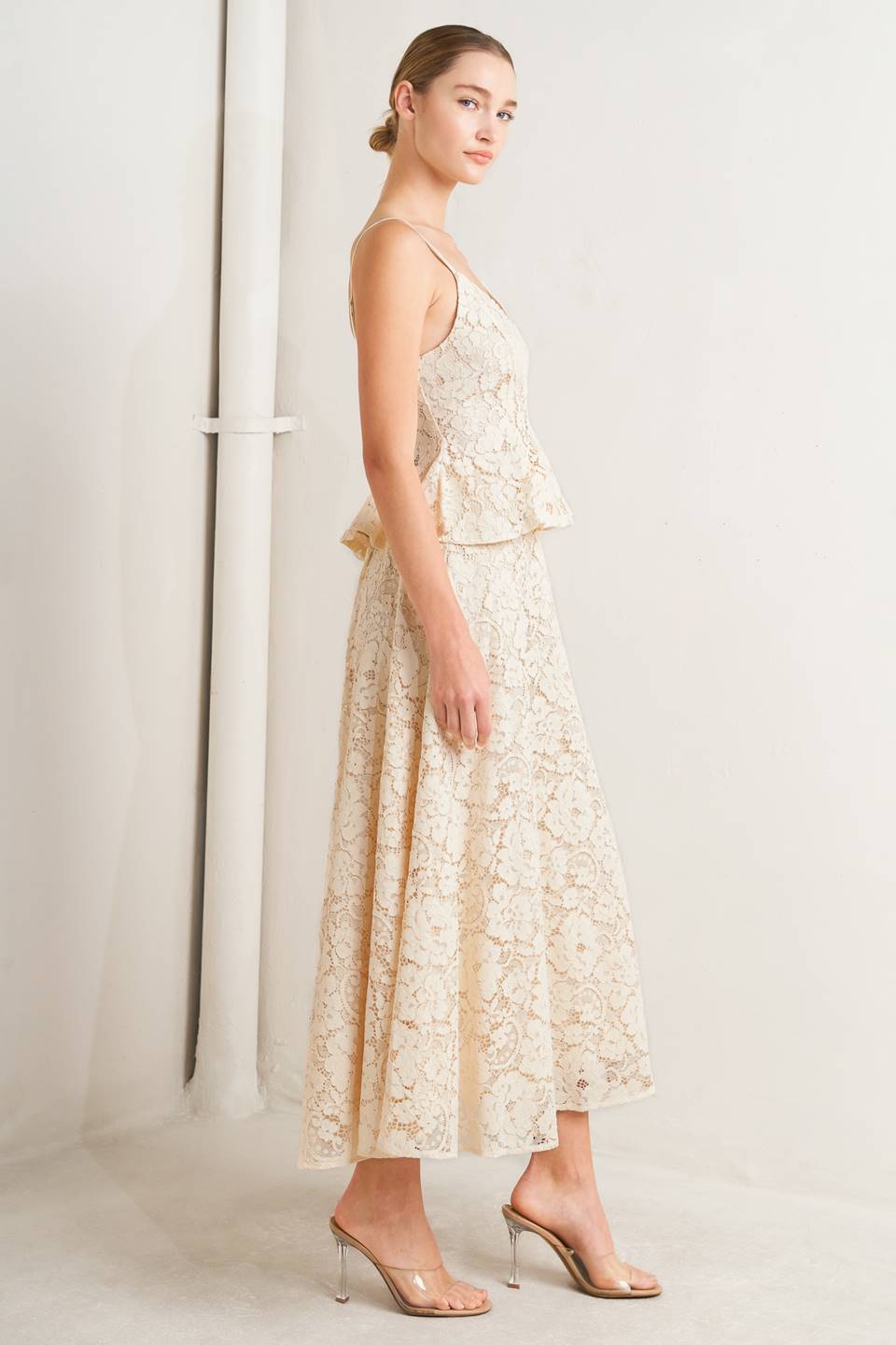 PURELY ROMANTIC WOVEN LACE CAMI TOP.