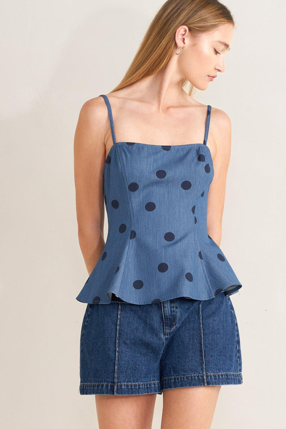 [PREORDER] MIDNIGHT POLKA WOVEN TOP.