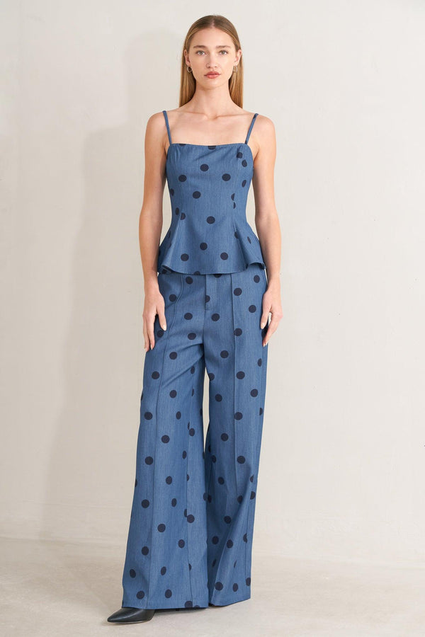 [PREORDER] MIDNIGHT POLKA WOVEN TOP.