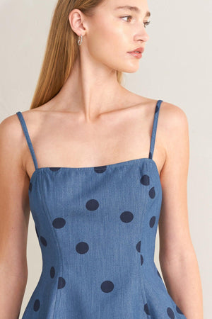 [PREORDER] MIDNIGHT POLKA WOVEN TOP.
