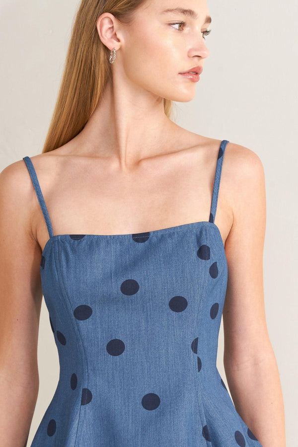 [PREORDER] MIDNIGHT POLKA WOVEN TOP.