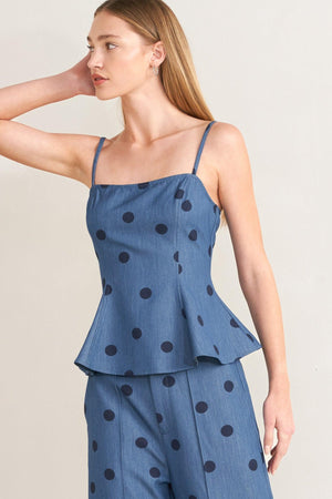 [PREORDER] MIDNIGHT POLKA WOVEN TOP.
