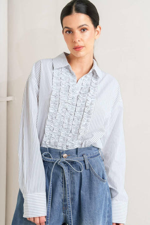 DAYLIGHT EDGE WOVEN TOP.