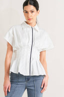 QUIET FORCE WOVEN TOP.