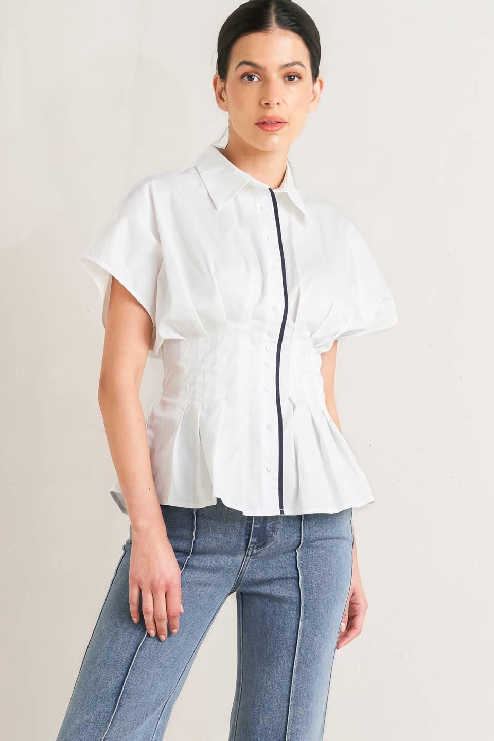 QUIET FORCE WOVEN TOP.